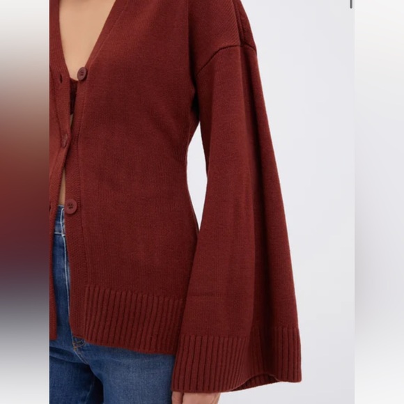 WeWoreWhat Rust Cardigan Sweater - Picture 3 of 6